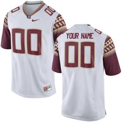 Mens Florida State Seminoles 2015 Nike White Customized Replica Football Jersey